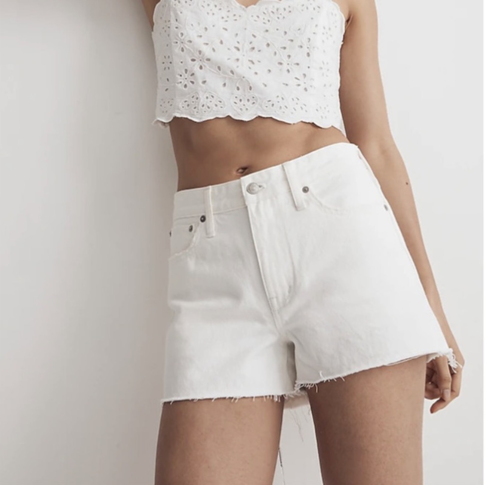 Madewell High-Rise Denim Shorts in Tile White